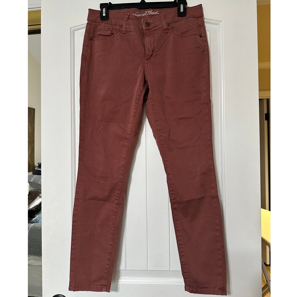 Universal Thread Mid Rise Skinny Dark Rose 6/28R Blue Stretch Cotton Ankle